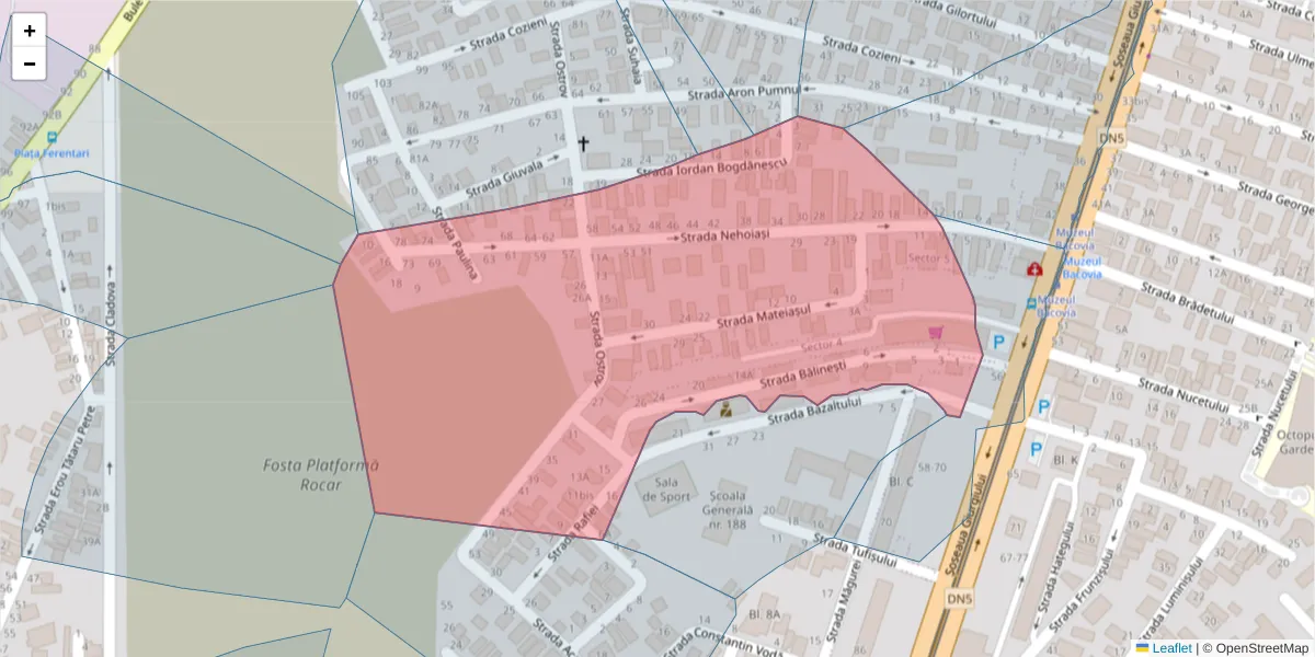 Hartă a codului poștal  și a codurilor poștale învecinate