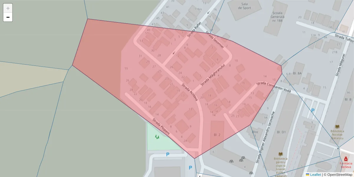 Hartă a codului poștal  și a codurilor poștale învecinate