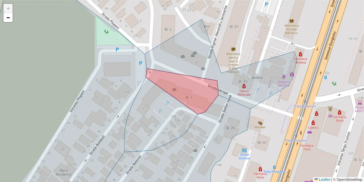 Hartă a codului poștal  și a codurilor poștale învecinate