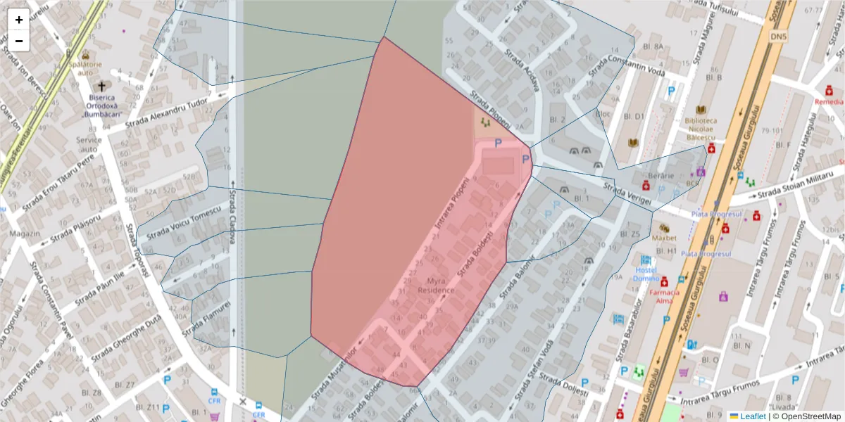 Hartă a codului poștal  și a codurilor poștale învecinate