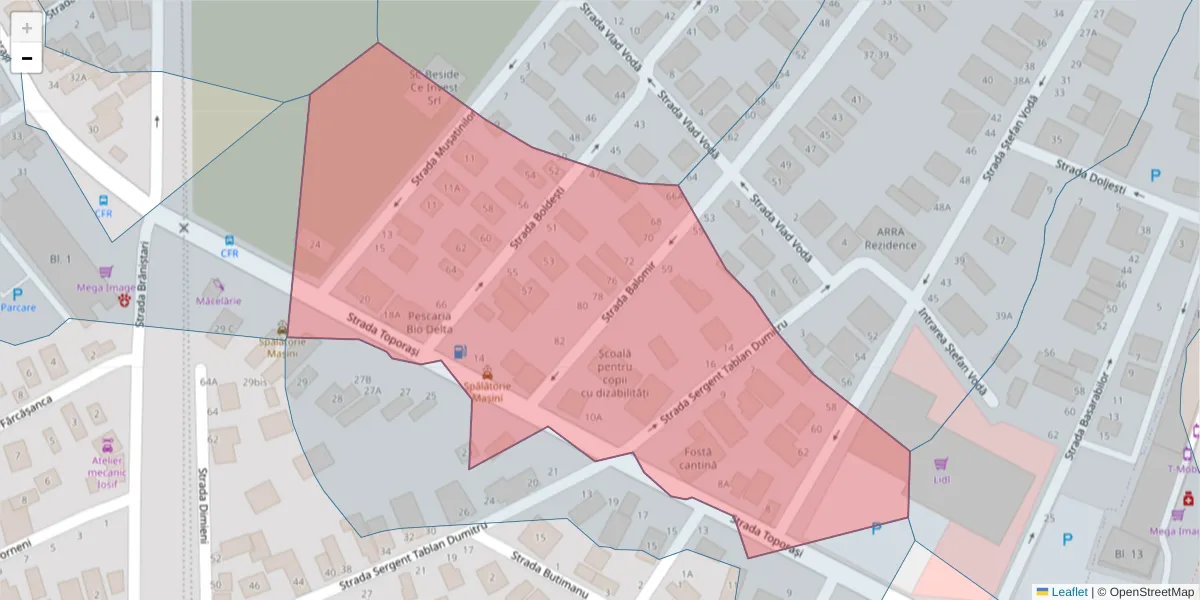 Hartă a codului poștal  și a codurilor poștale învecinate