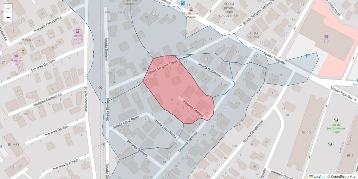 Hartă a codului poștal  și a codurilor poștale învecinate