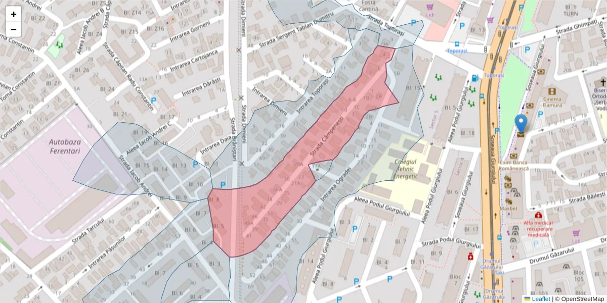Hartă a codului poștal  și a codurilor poștale învecinate