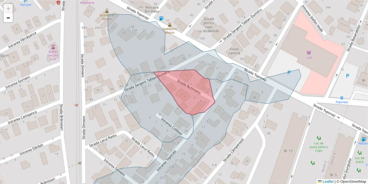 Hartă a codului poștal  și a codurilor poștale învecinate