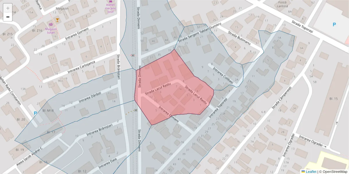 Hartă a codului poștal  și a codurilor poștale învecinate