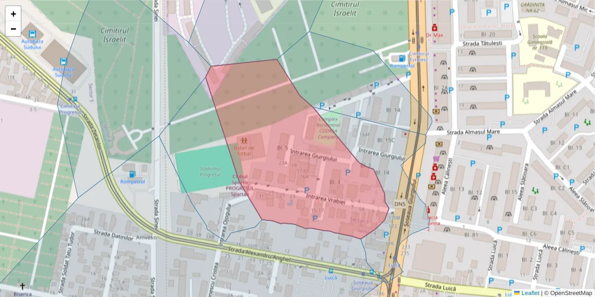 Hartă a codului poștal  și a codurilor poștale învecinate