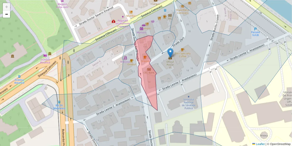 Hartă a codului poștal  și a codurilor poștale învecinate