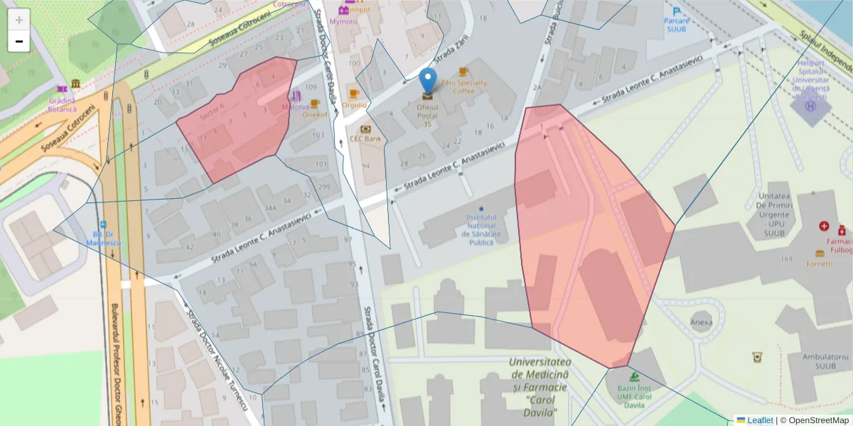 Hartă a codului poștal  și a codurilor poștale învecinate