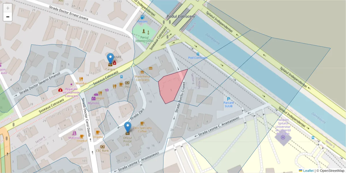 Hartă a codului poștal  și a codurilor poștale învecinate