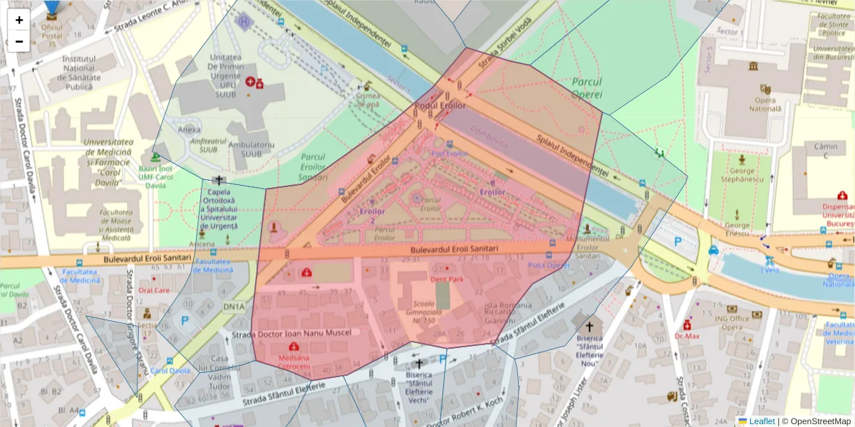 Hartă a codului poștal  și a codurilor poștale învecinate
