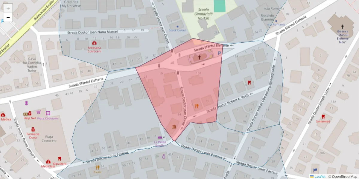 Hartă a codului poștal  și a codurilor poștale învecinate