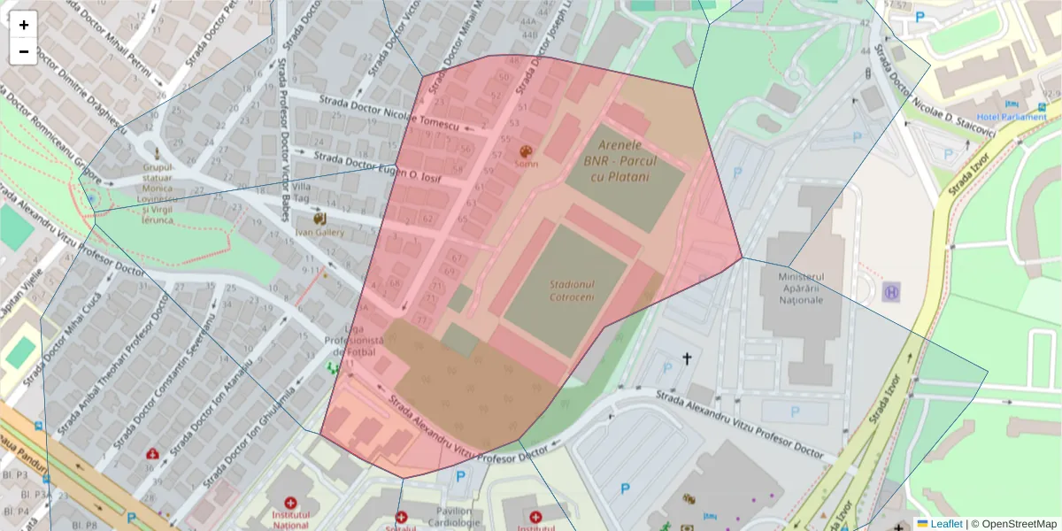 Hartă a codului poștal  și a codurilor poștale învecinate