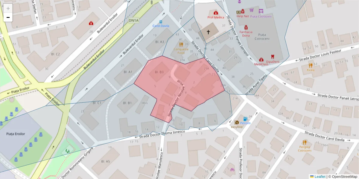 Hartă a codului poștal  și a codurilor poștale învecinate