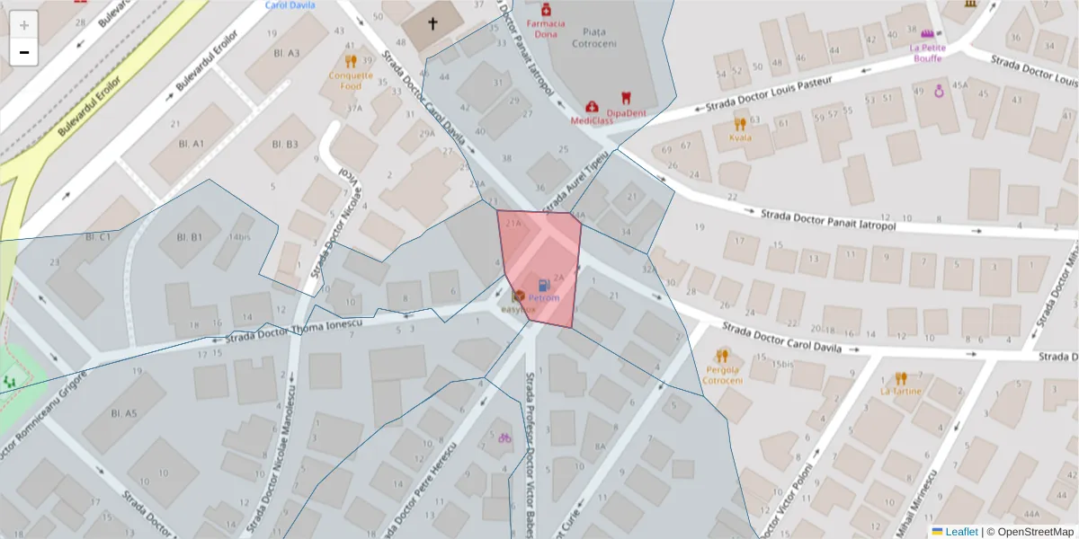 Hartă a codului poștal  și a codurilor poștale învecinate