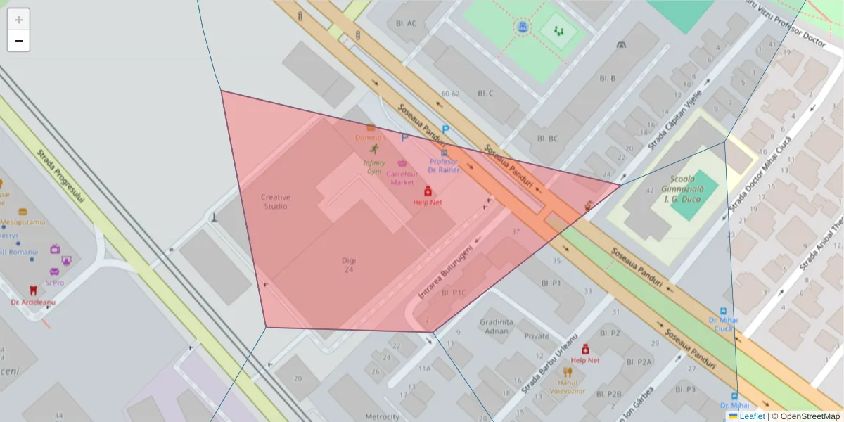 Hartă a codului poștal  și a codurilor poștale învecinate