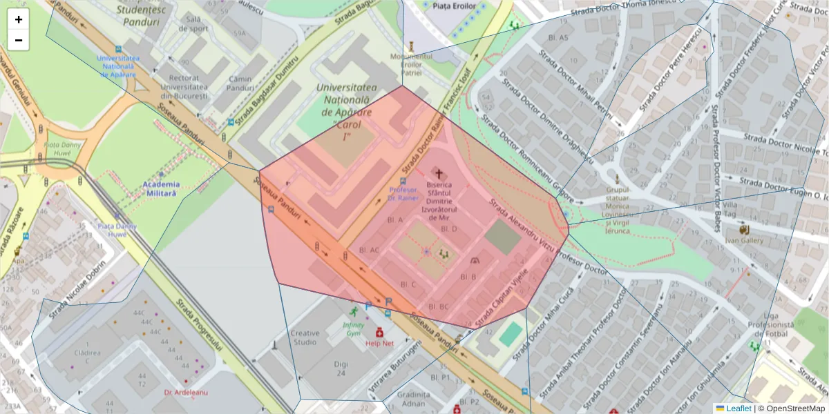 Hartă a codului poștal  și a codurilor poștale învecinate