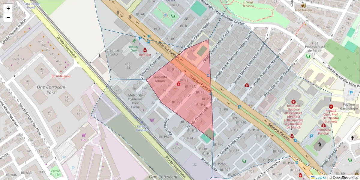 Hartă a codului poștal  și a codurilor poștale învecinate