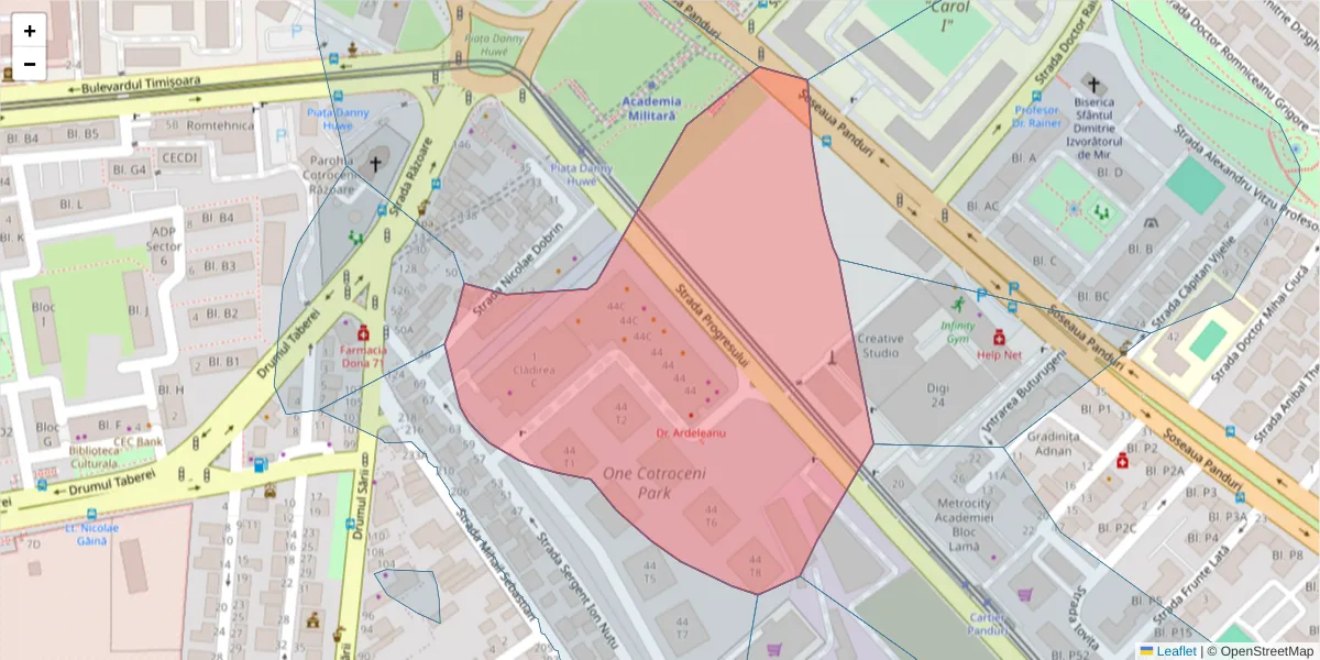 Hartă a codului poștal  și a codurilor poștale învecinate