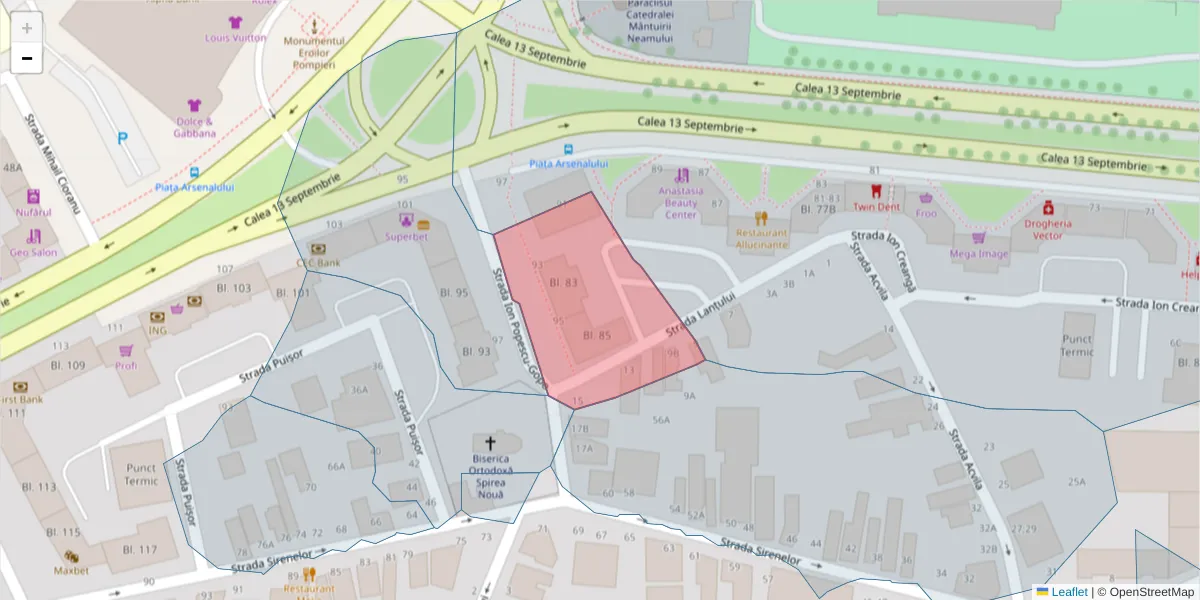 Hartă a codului poștal  și a codurilor poștale învecinate