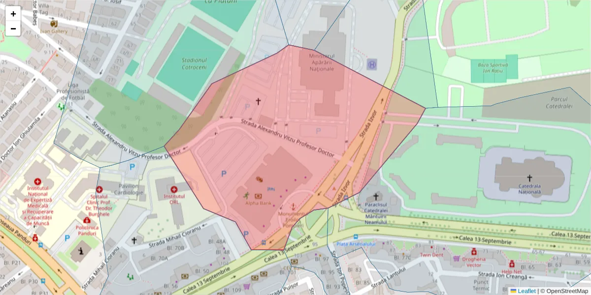 Hartă a codului poștal  și a codurilor poștale învecinate