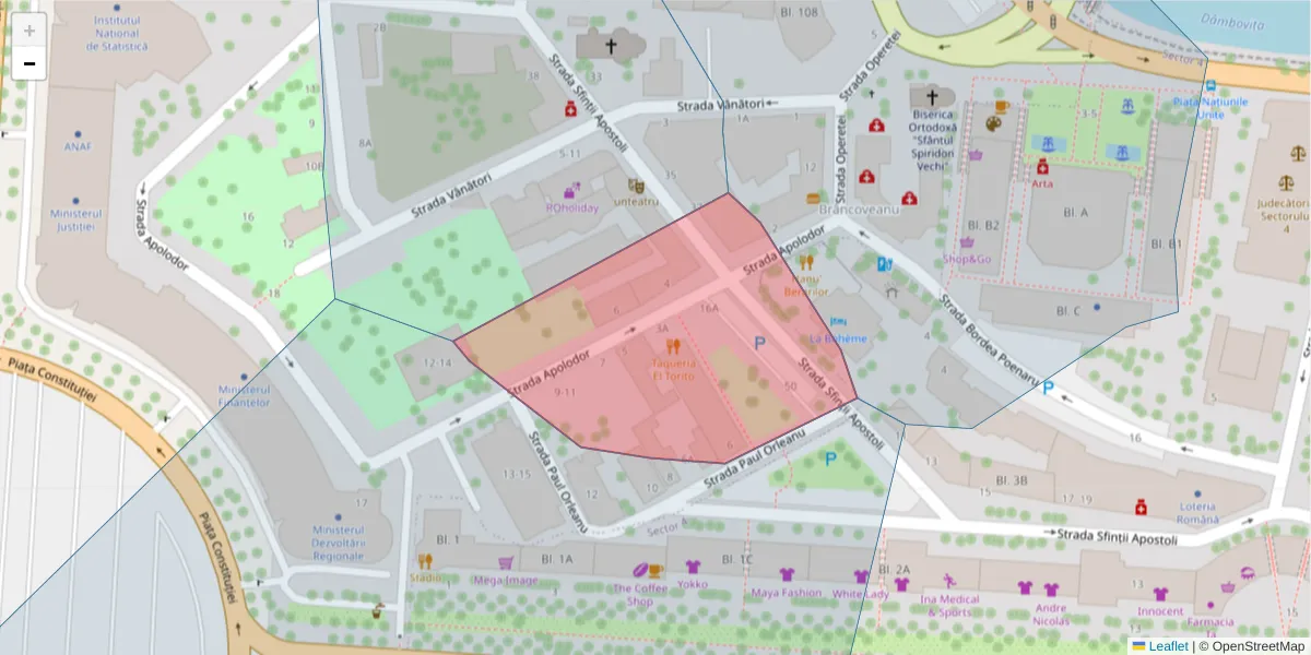 Hartă a codului poștal  și a codurilor poștale învecinate