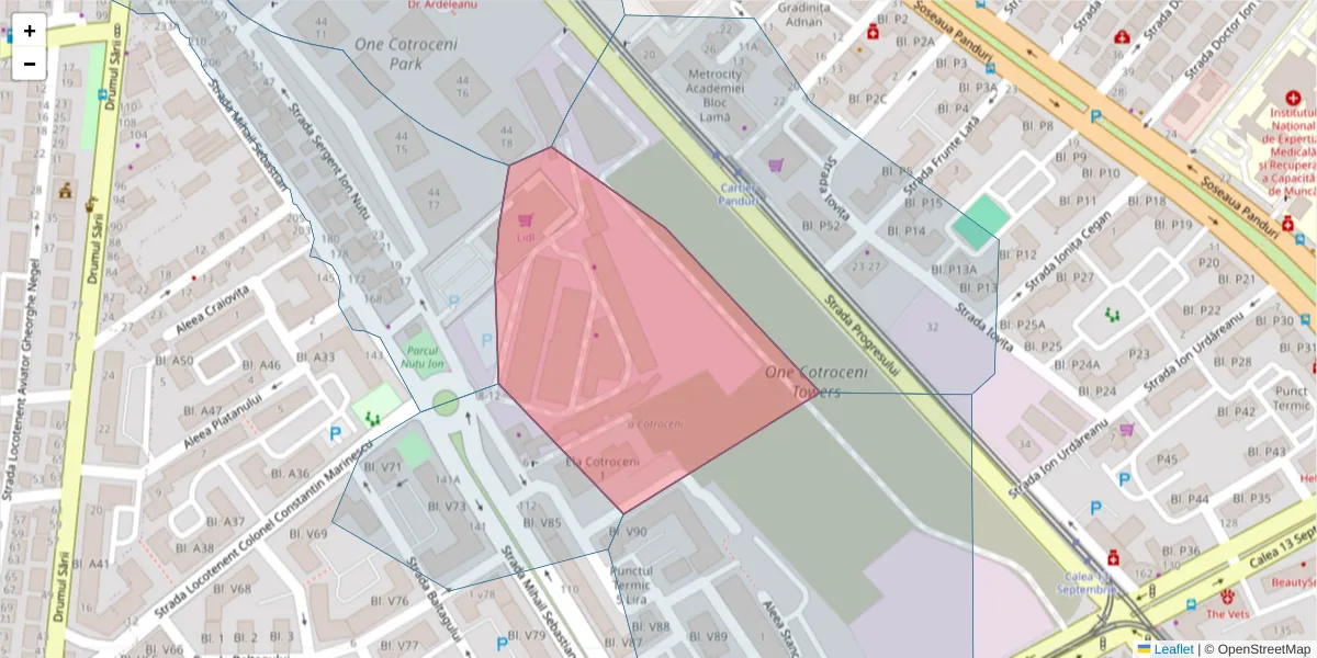 Hartă a codului poștal  și a codurilor poștale învecinate