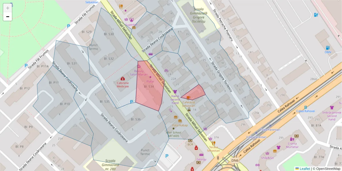 Hartă a codului poștal  și a codurilor poștale învecinate