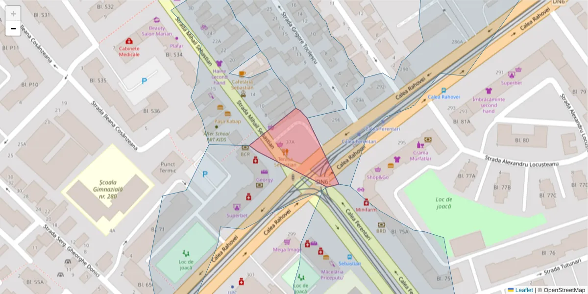 Hartă a codului poștal  și a codurilor poștale învecinate