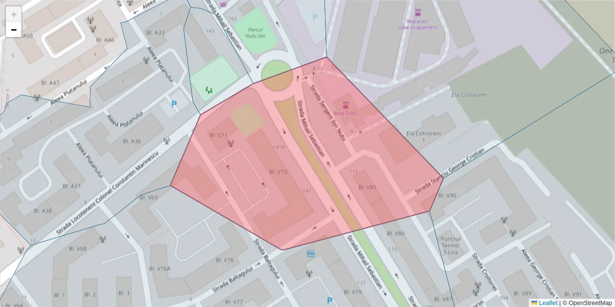 Hartă a codului poștal  și a codurilor poștale învecinate