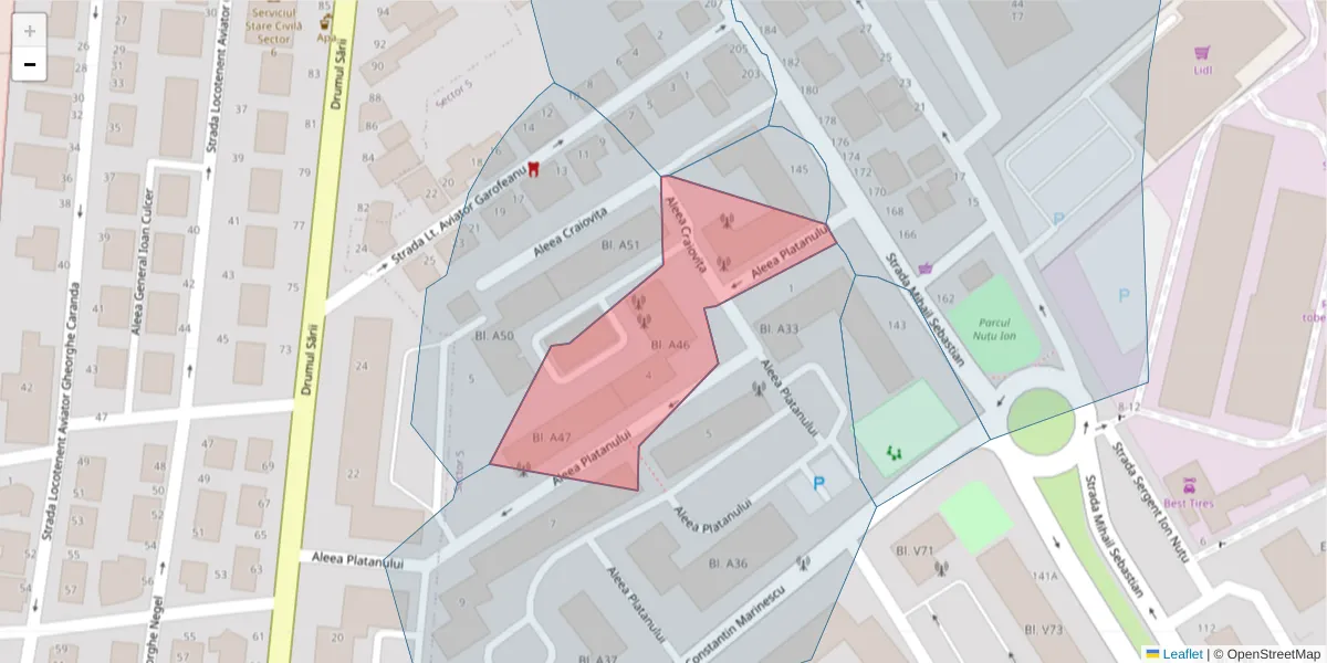 Hartă a codului poștal  și a codurilor poștale învecinate