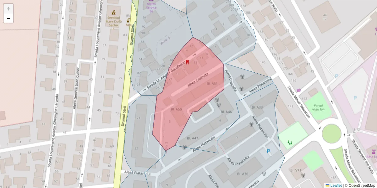 Hartă a codului poștal  și a codurilor poștale învecinate
