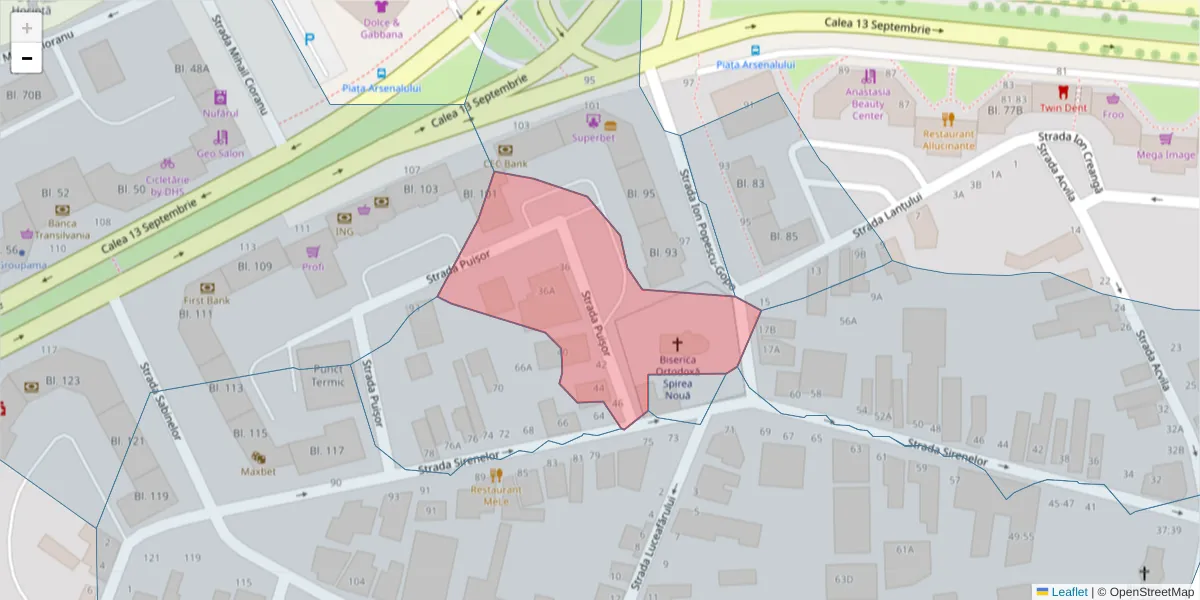 Hartă a codului poștal  și a codurilor poștale învecinate