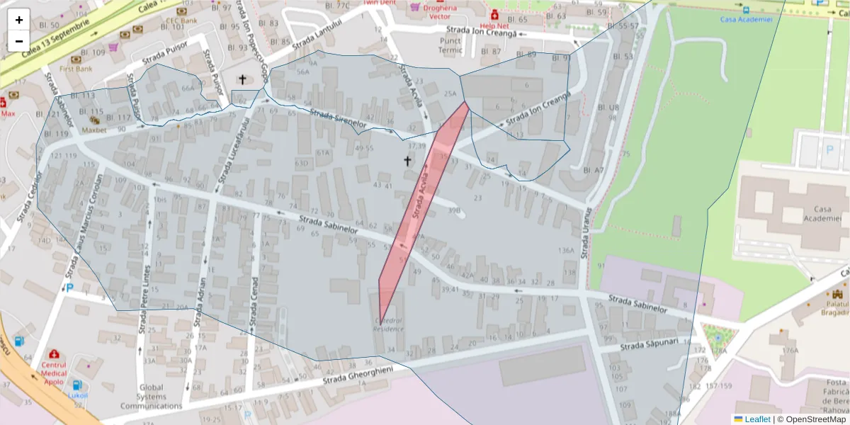 Hartă a codului poștal  și a codurilor poștale învecinate