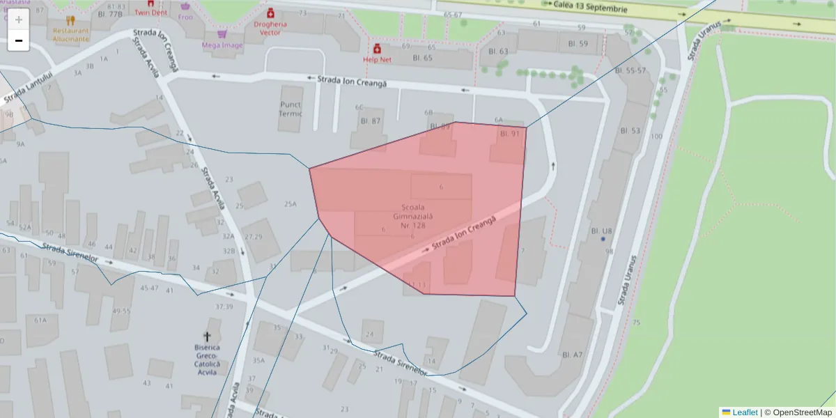 Hartă a codului poștal  și a codurilor poștale învecinate