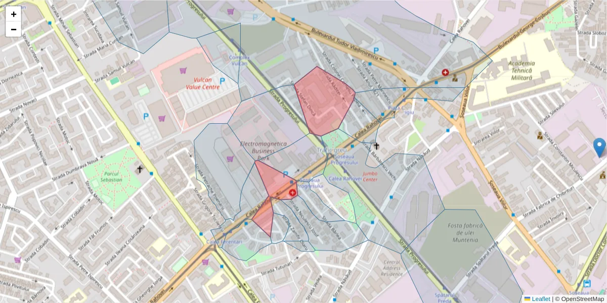 Hartă a codului poștal  și a codurilor poștale învecinate