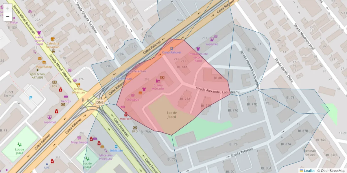 Hartă a codului poștal  și a codurilor poștale învecinate