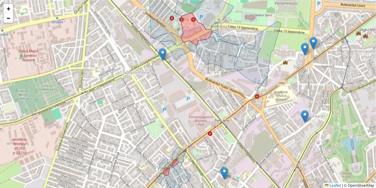 Hartă a codului poștal  și a codurilor poștale învecinate