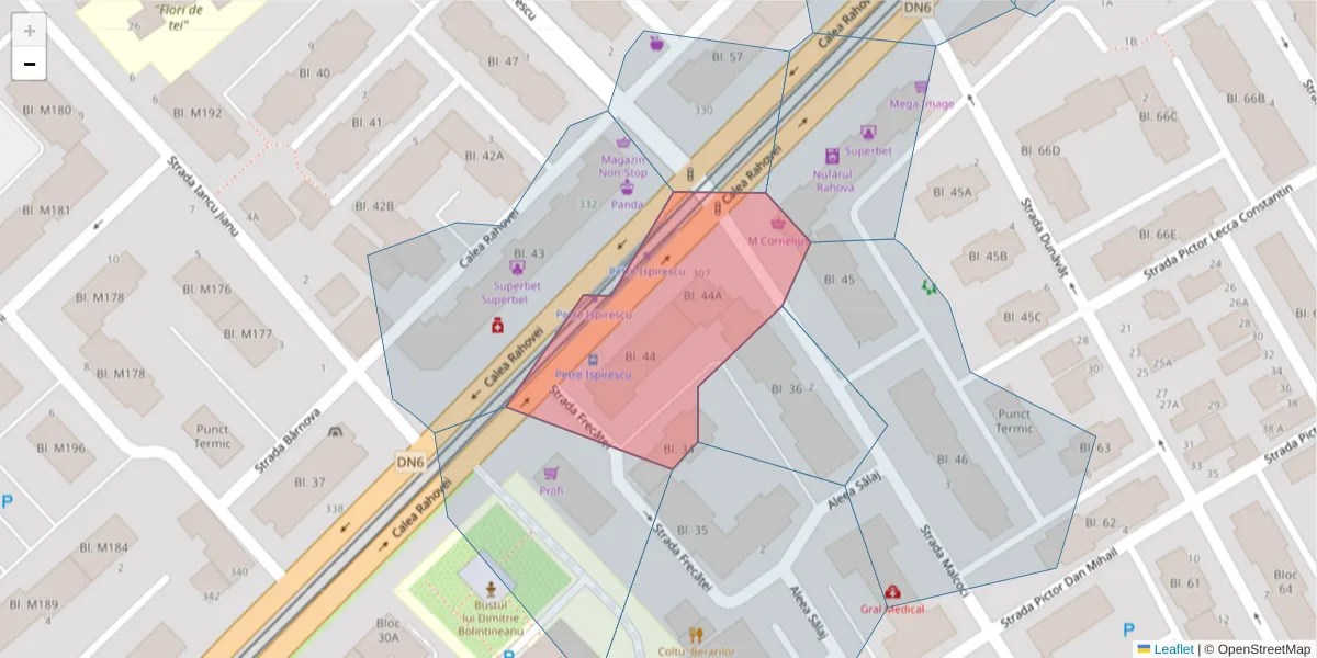 Hartă a codului poștal  și a codurilor poștale învecinate