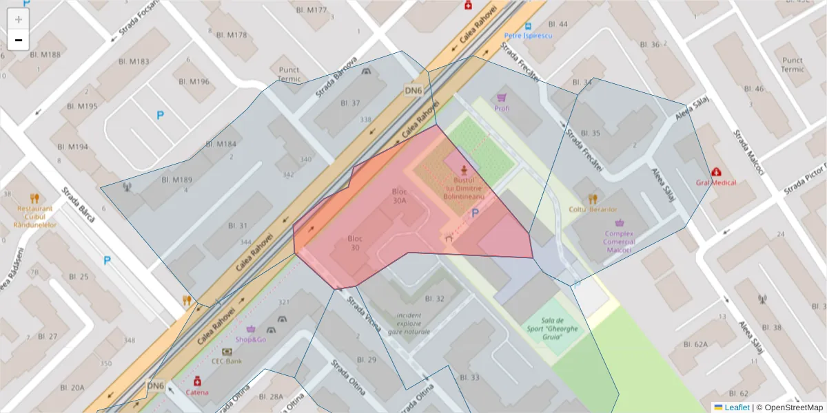 Hartă a codului poștal  și a codurilor poștale învecinate