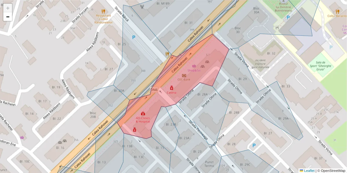 Hartă a codului poștal  și a codurilor poștale învecinate