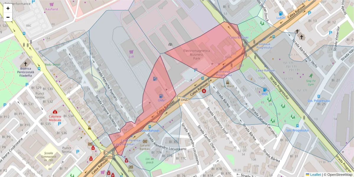 Hartă a codului poștal  și a codurilor poștale învecinate