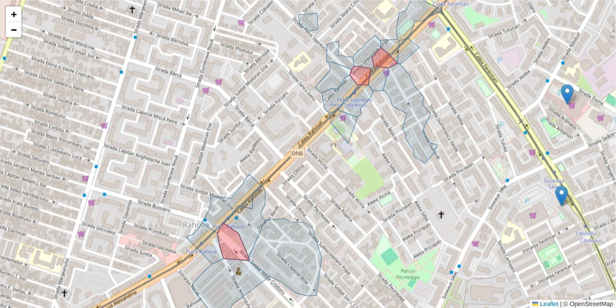 Hartă a codului poștal  și a codurilor poștale învecinate