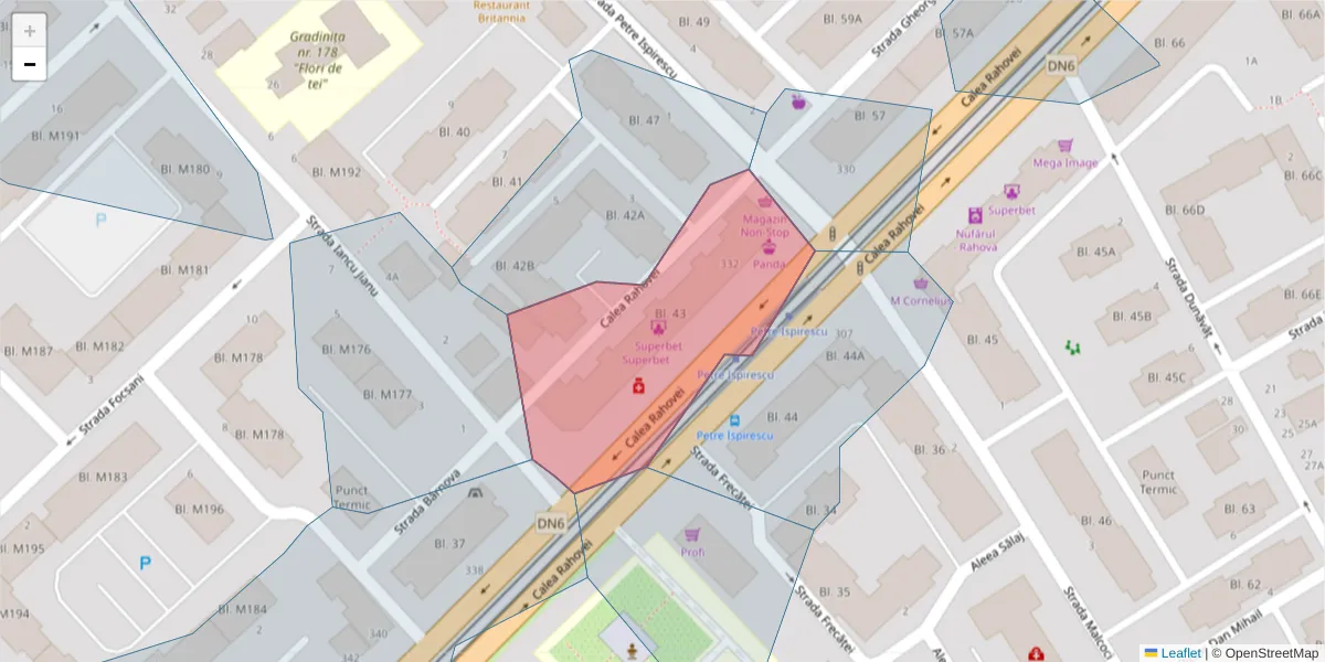 Hartă a codului poștal  și a codurilor poștale învecinate