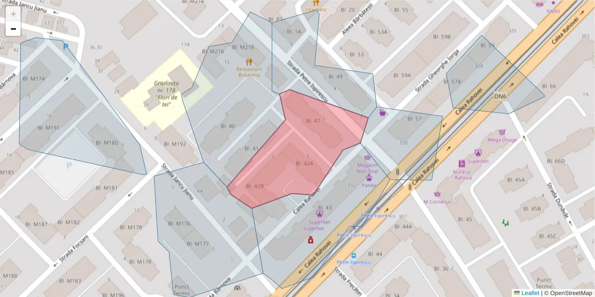 Hartă a codului poștal  și a codurilor poștale învecinate