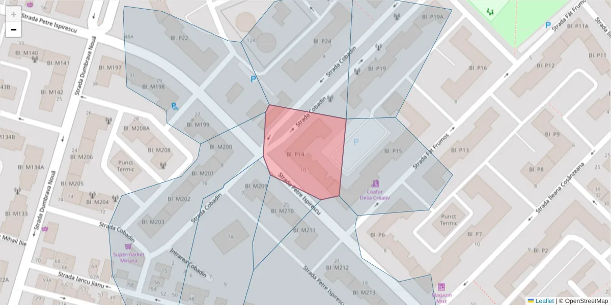 Hartă a codului poștal  și a codurilor poștale învecinate