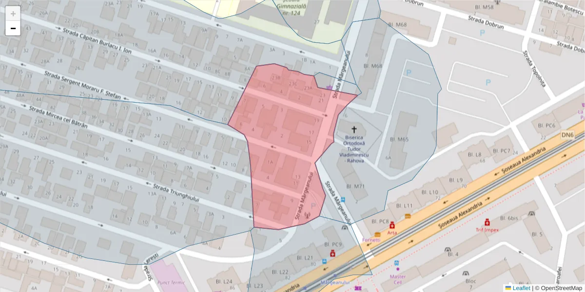 Hartă a codului poștal  și a codurilor poștale învecinate