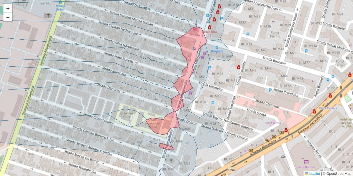 Hartă a codului poștal  și a codurilor poștale învecinate