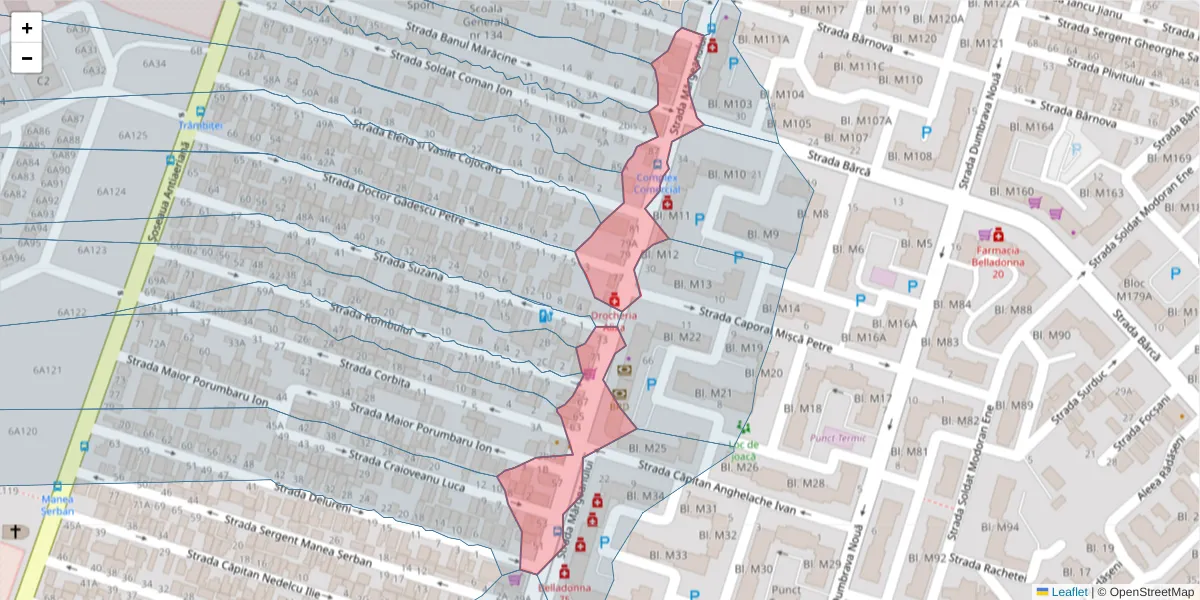 Hartă a codului poștal  și a codurilor poștale învecinate