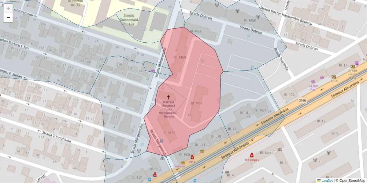 Hartă a codului poștal  și a codurilor poștale învecinate