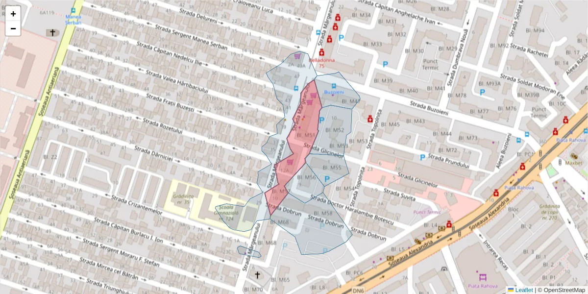 Hartă a codului poștal  și a codurilor poștale învecinate